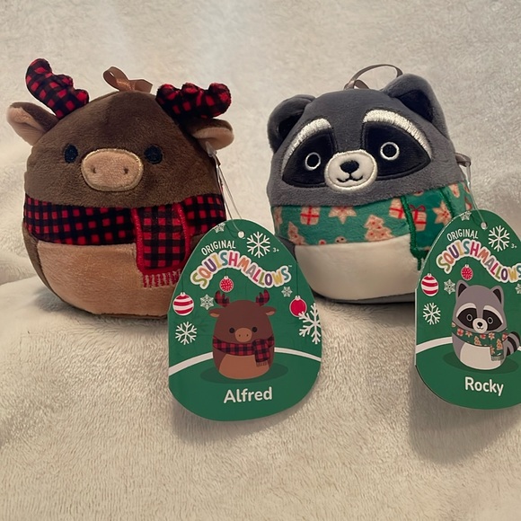 NWT Set-of-2 Original Squishmallows Ornaments, “Alfred,” and “Rocky”, ~4” each - Picture 2 of 14